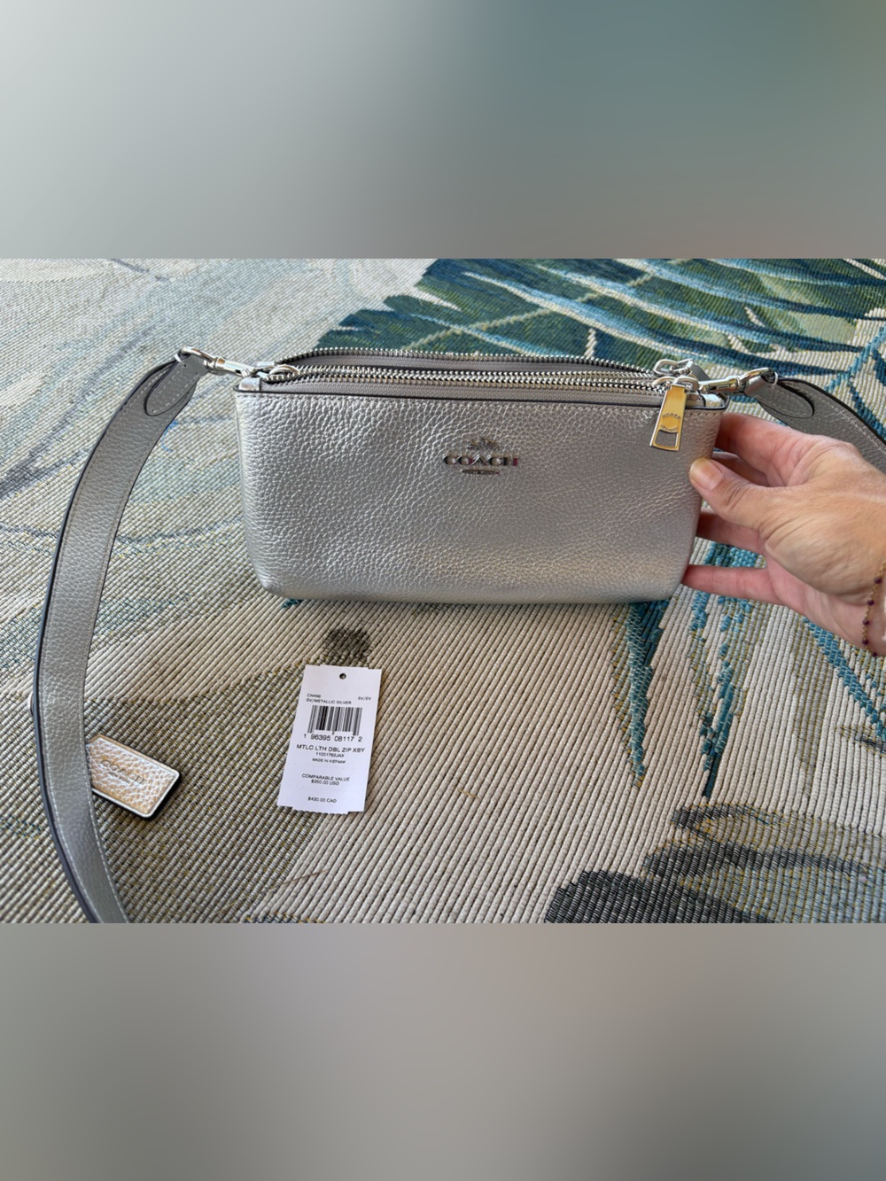 Coach Metallic Silver Crossbody Bag